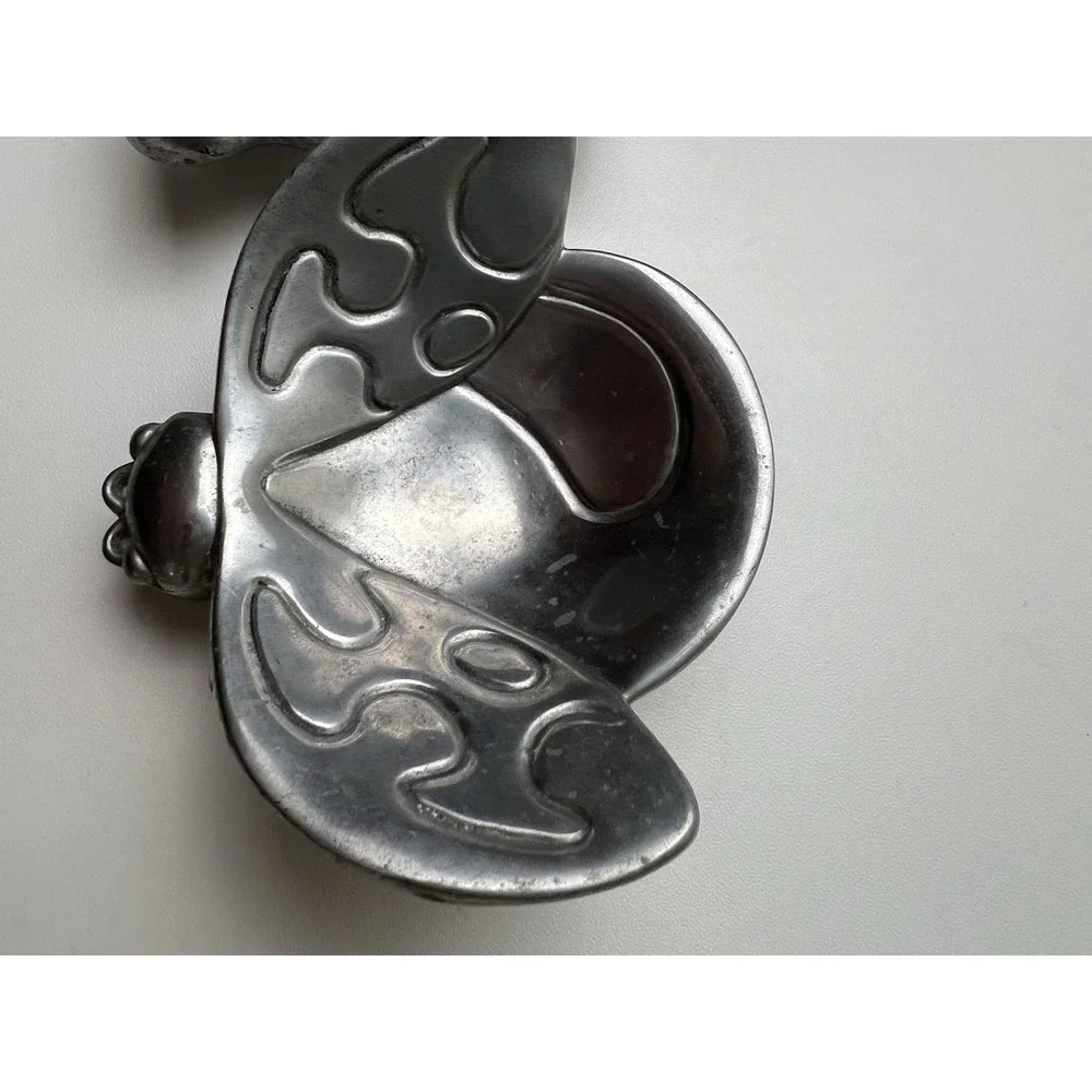 THREE  Silver Metal  Trays DRAGONFLY  LADY BUG  BUTTERFLY Candle Holder Dishes